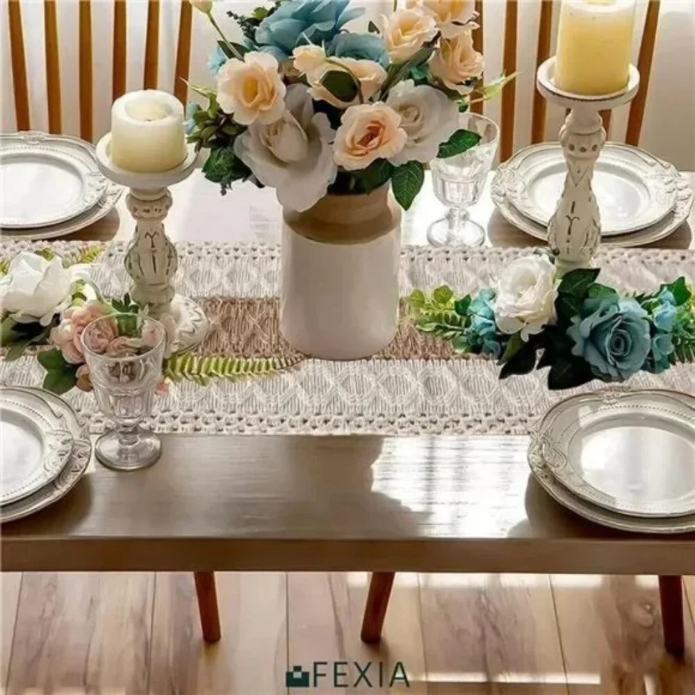 Boho Table Runner for Home Decor 72 Inches Long Farmhouse Rustic Table Runner